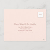 Blush Pink Rose Wedding RSVP Modern Reply シーズンポストカード (裏面)