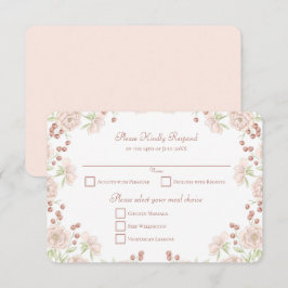 Blush Pink Rose Wedding RSVP Reply 招待状