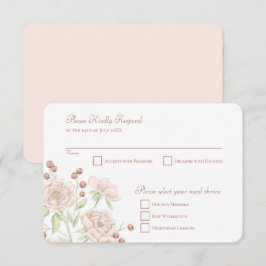 Blush Pink Rose Wedding RSVP Reply Modern 招待状