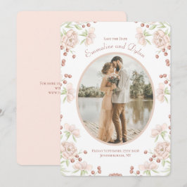 Blush Pink Rose Wedding Save the Date 招待状