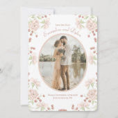 Blush Pink Rose Wedding Save the Date 招待状 (正面)