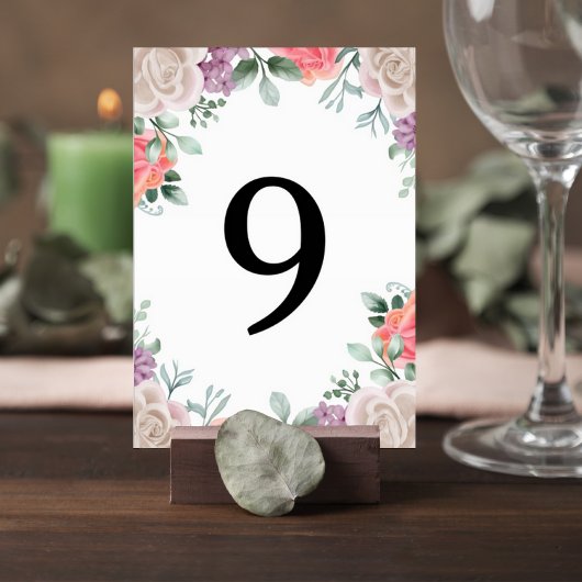 Blush Pink Rose Wedding Table Number Card テーブルナンバー