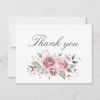 Blush Pink Rose Wedding Thank You Card ノートカード