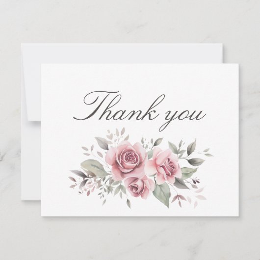 Blush Pink Rose Wedding Thank You Card ノートカード (正面)