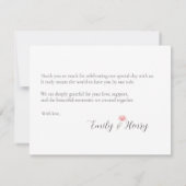 Blush Pink Rose Wedding Thank You Card ノートカード (裏面)