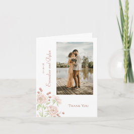 Blush Pink Rose Wedding Thank You Cards Photo 招待状