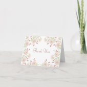 Blush Pink Rose Wedding Thank You Note Card 招待状 (正面)
