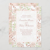 Blush Pink Rose Wedding Vintage 招待状 (正面/裏面)
