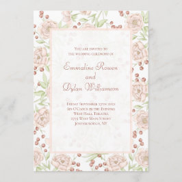 Blush Pink Rose Wedding Vintage 招待状