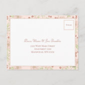 Blush Pink Rose Wedding Vintage RSVP シーズンポストカード (裏面)