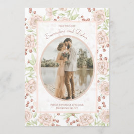 Blush Pink Rose Wedding Vintage Save the Date 招待状