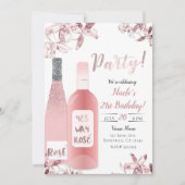 Blush Pink Rosé Wine and Orchid Flower Party 招待状 (正面)