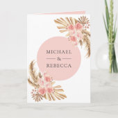 Blush Pink Roses Boho Pampas Arch QR Code Wedding 招待状 (正面)