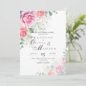 Blush Pink Roses Elegant and Soft Wedding 招待状 (スタンド正面)