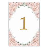 Blush Pink Roses Floral Birthday Sweet 16 Wedding テーブルナンバー (正面)