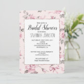 Blush Pink Roses Floral & Bows Bridal Shower 招待状 (スタンド正面)