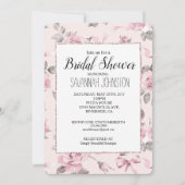 Blush Pink Roses Floral & Bows Bridal Shower 招待状 (正面)
