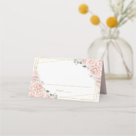 Blush Pink Roses Floral Gold Quinceañera Birthday プレイスカード