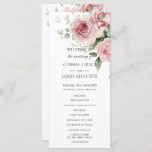 Blush Pink Roses Floral Greenery Wedding プログラム (正面/裏面)