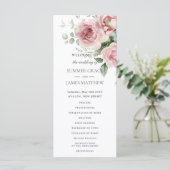 Blush Pink Roses Floral Greenery Wedding プログラム (スタンド正面)