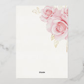 Blush Pink Roses Flowers Wedding 箔招待状 (裏面)