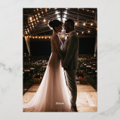 Blush Pink Roses Gold Foil Black Modern Wedding 箔招待状 (裏面)