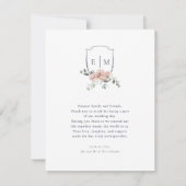 Blush Pink Roses Romantic Wedding サンキューカード (裏面)