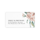 Blush Pink Roses Romantic Wedding Return Address ラベル (正面)