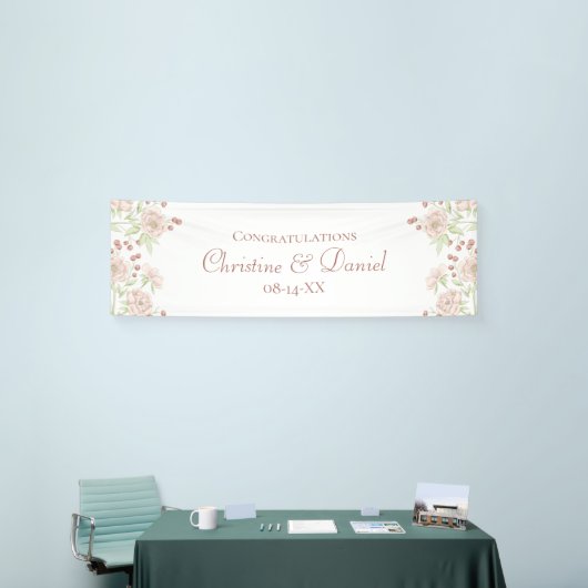 Blush Pink Roses Wedding Banner 横断幕 (トレードショー)