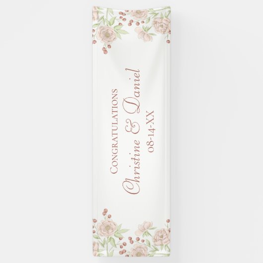 Blush Pink Roses Wedding Banner 横断幕 (縦)