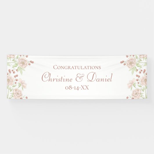 Blush Pink Roses Wedding Banner 横断幕 (横)