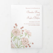 Blush Pink Roses Wedding Programs Modern 三つ折りプログラム (カバー)