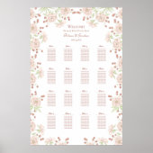 Blush Pink Roses Wedding Seating Chart ポスター (正面)