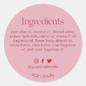 Blush Pink Round Ingredients Product Label ラウンドシール (正面)