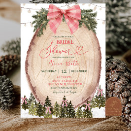 Blush Pink Rustic Winter Forest Bridal Shower  招待状