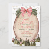 Blush Pink Rustic Winter Forest Bridal Shower  招待状 (正面)