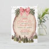 Blush Pink Rustic Winter Forest Bridal Shower  招待状 (スタンド正面)