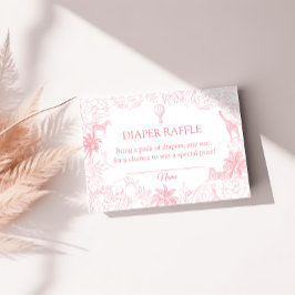Blush Pink Safari Animals Jungle Diaper Raffle エンクロージャーカード