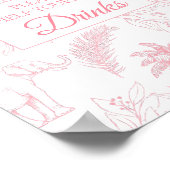 Blush Pink Safari Jungle Baby Shower Drinks Sign ポスター (角)