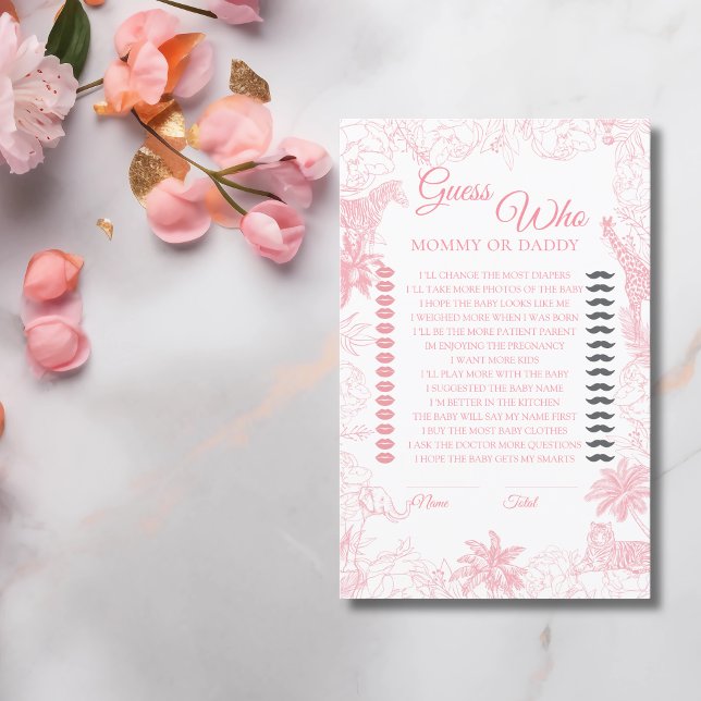Blush Pink Safari Jungle Baby Shower Guess Who (クリエイターアップロード済み)
