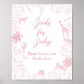 Blush Pink Safari Jungle Books for Baby Sign ポスター (正面)