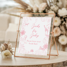 Blush Pink Safari Jungle Books for Baby Sign ポスター