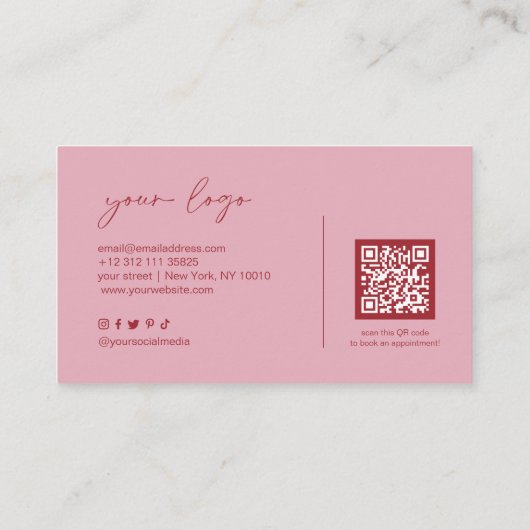 Blush Pink Salon Beauty Business Card 名刺 (裏面)