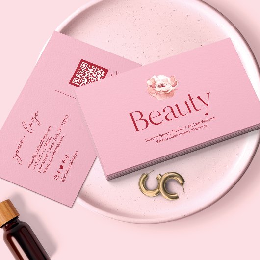 Blush Pink Salon Beauty Business Card 名刺
