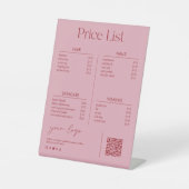 Blush Pink Salon Beauty Price List 台座サイン (正面)