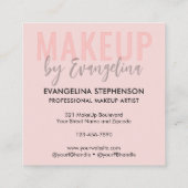 Blush Pink Script 3 Photo Makeup スクエア名刺 (裏面)