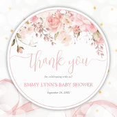 Blush Pink Script Baby Shower Thank You ラウンドシール