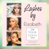 Blush Pink Script Logo 3 Photo Lash Tech Business ウィンドウサイン (シート3)