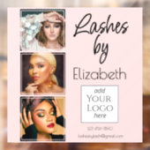 Blush Pink Script Logo 3 Photo Lash Tech Business ウィンドウサイン (シート2)