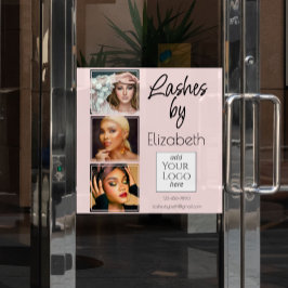 Blush Pink Script Logo 3 Photo Lash Tech Business ウィンドウサイン
